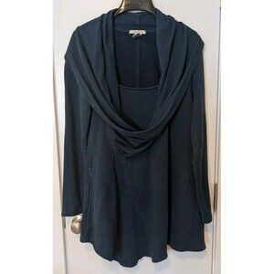 Prairie Underground Your Orbit  Cowl Neck Tunic S Blue Hemp  Lagenlook Artsy
